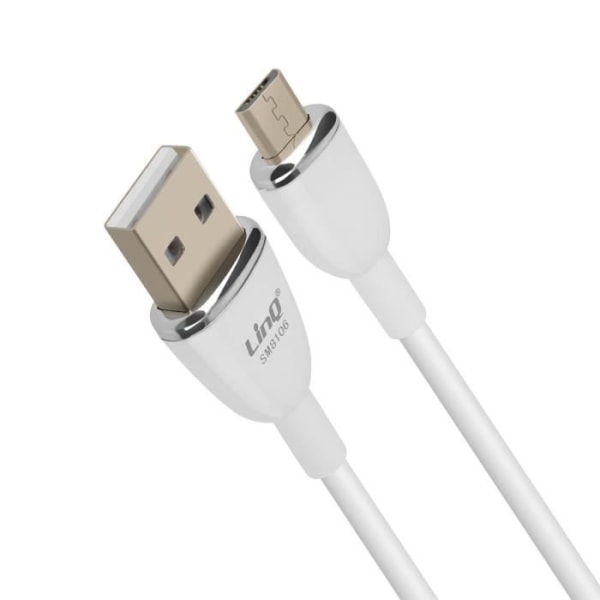 USB til Micro-USB-kabel - LinQ - Hurtigopladning 3A - Længde 1.2m - Hvid - Datasykronisering Vit