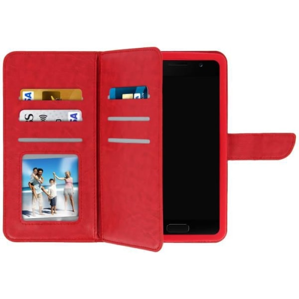 Universal Smartphone Fodral Plånboksfodral 6 Röd Korthållare Storlek XXL