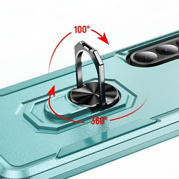 Stöttålig plånboksfodral för Samsung Galaxy A56 med ringstöd i turkos Blå