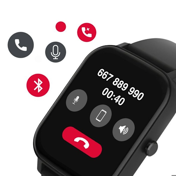 Vandafvisende Smartwatch IP67 Bluetooth Sundhedsovervågning Maxlife Sort Svart