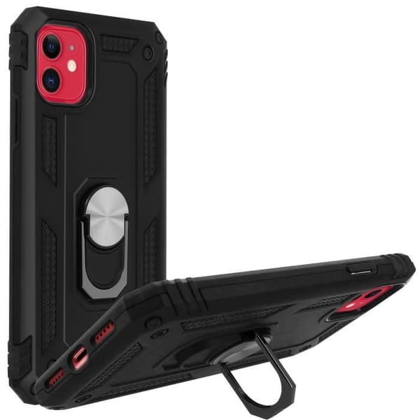 Coque - ADVARSEL - iPhone 11 - Stødsikker - Video Støtte Ring - Sort Svart