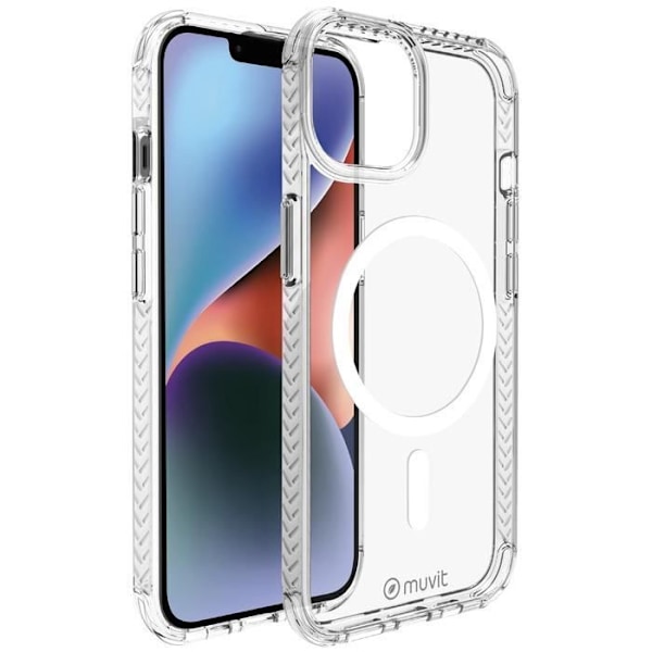 Cover til iPhone 14 - MUVIT - 3M stødsikker - MagSafe-kompatibel - Gennemsigtig Transparent