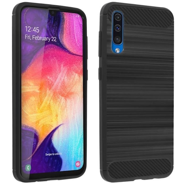 Bakskal - AVIZAR - Samsung Galaxy A50 - Silikon Gel - Karbonfinish - Stötskydd Svart