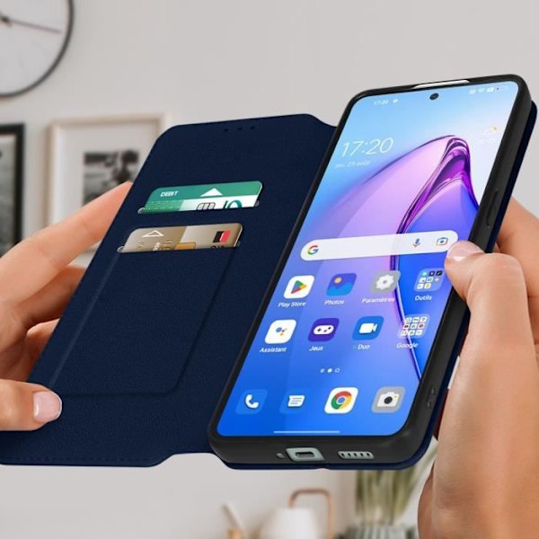 Etui til Oppo Reno 8 Pro 5G - AVIZAR - Flip Card Holder Video Support - Midnight blue Midnattsblå