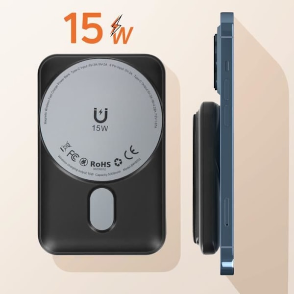 Batteri Extern - LINQ - iPhone MagSafe 5000mAh - USB-C 20W - Videostöd - Svart Svart