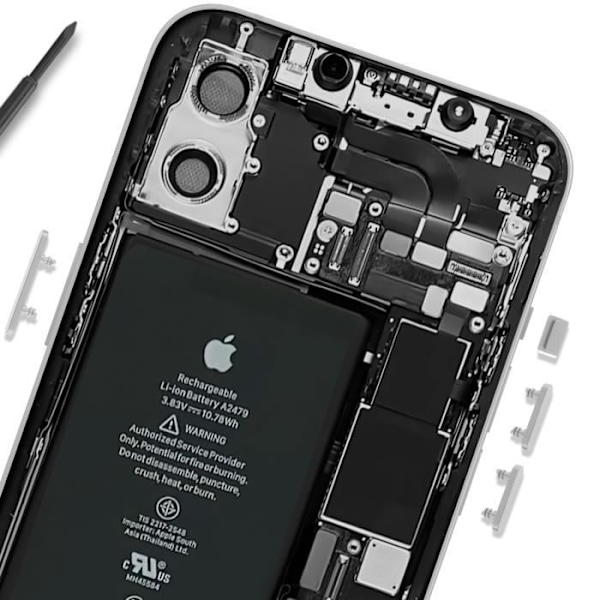 Knapper til strøm, lyd og lydløs til iPhone 12 og 12 Pro Hvid Vit