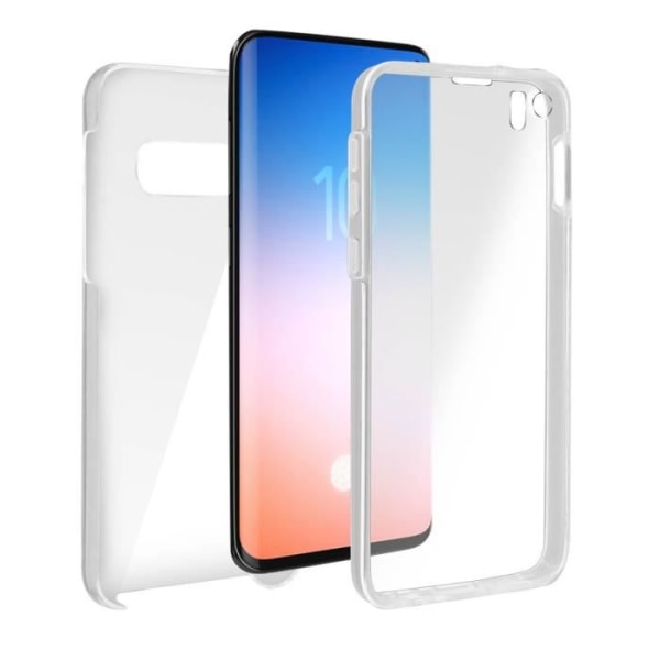 Galaxy S10 Lite Case 360° Suojaus Kova + Läpinäkyvä silikoni edessä valkoinen