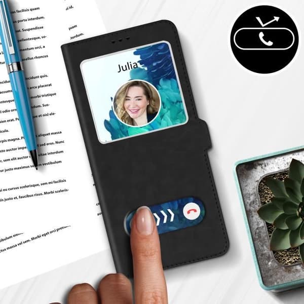 Folioetui - AVIZAR - Samsung S20 FE - Fuld beskyttelse - Video støtte - Sort silikone Svart