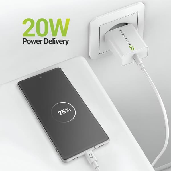 Lader til Pixel 7a 20W + USB-C kabel 1m Mayaxess Hvid Vit