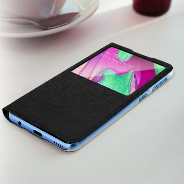 Hylster til Samsung Galaxy A40 - AVIZAR - Flip-etui - Ultra-tynd - Fleksibel - Sort Svart