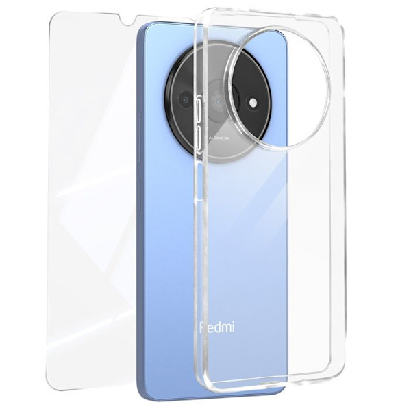 Skyddspaket för Xiaomi Redmi A3 - MAYAXESS - Mjukt fodral och 9H härdat glas - Transparent Transparent