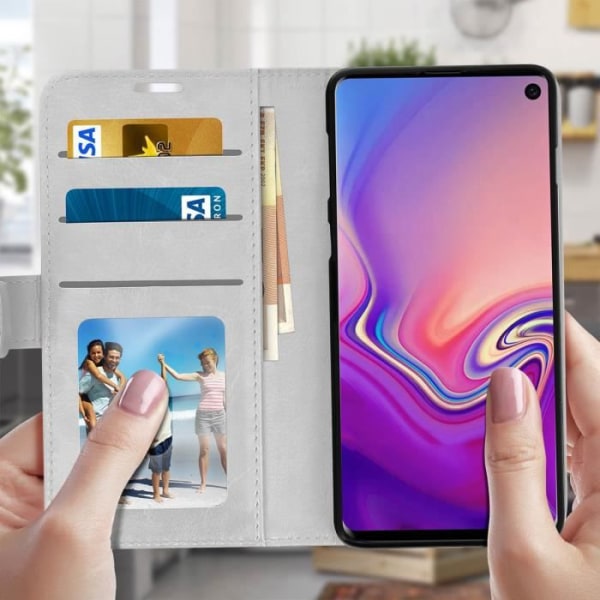 Cover til Samsung Galaxy S10 Wallet Case Kort Opbevaringsholder Hvid