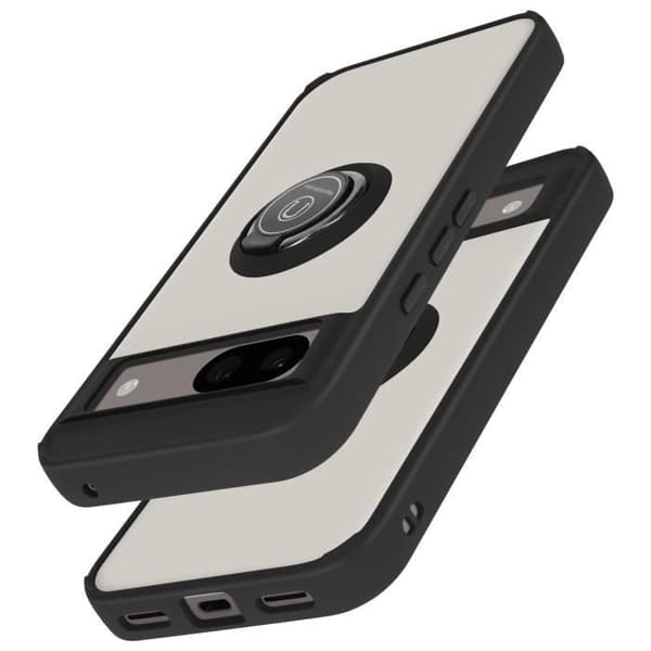 Smartphone cover - AVIZAR - Google Pixel 8A - Hårdføre - Metalring - Sort Svart