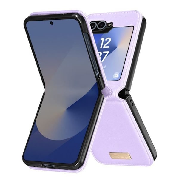 Fodral till Samsung Galaxy Z Flip 6 - AVIZAR - Vegansk läderbaksida Hård Interiör - Lavendel Lila