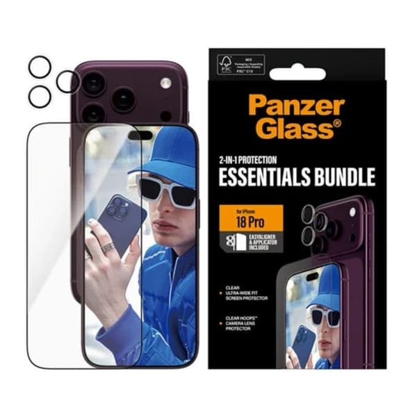 Skærmbeskyttelse til iPhone 18 Pro med Stødabsorberende Panzer Glass Transparent Kamera Vit