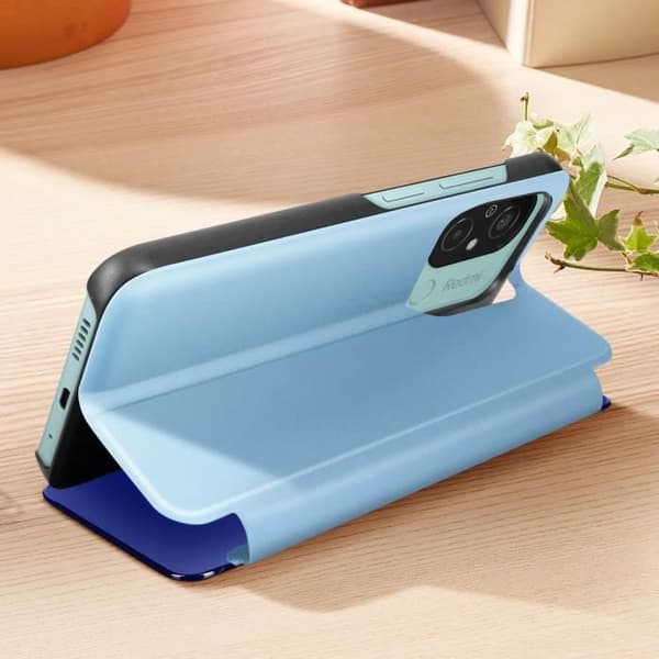 AVIZAR Clear View Case til Xiaomi Redmi 12C - Blå - Spejlklap Video Support Blå