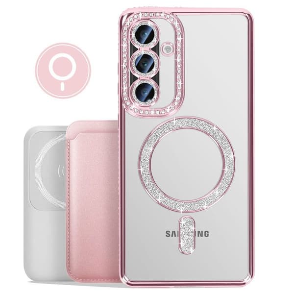 Skyddsfodral - AVIZAR - Galaxy A36 - Rosa - Strass - Kompatibel med MagSafe Ros