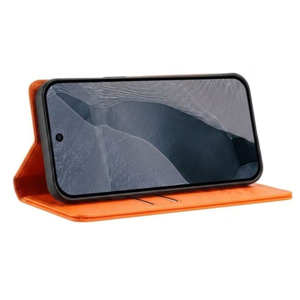 Pungetui til Google Pixel 11 Pro Simil læder Prægning Anti-RFID Orange Apelsin