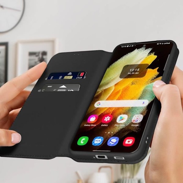 Etui - Samsung - Galaxy S22 Plus - Plånbok - Syntetiskt läder - Svart Svart