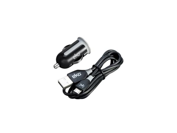 Pack biladapter 1A med Micro-USB-kabel 1m svart Svart