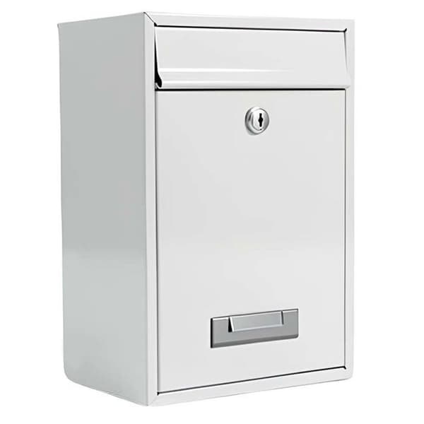 Väggmonterad Metallpostlåda med Nyckellås 32x22x8.5cm Vit Vit
