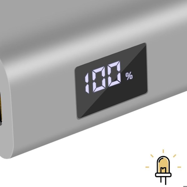 Eksternt batteri 9600 mAh + USB-C strømforsyning og hurtig opladning Taktisk grå