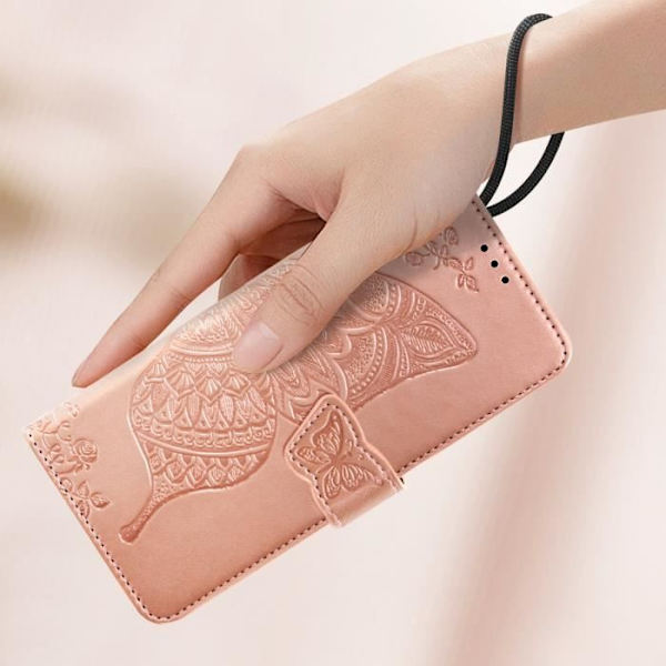 Mandala Butterfly Case til Xiaomi Redmi 13 Pung håndledsrem Pink Champagne Rosa