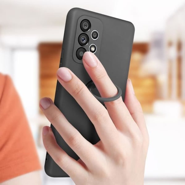 Coque Silikone - Samsung - Galaxy A53 5G - Blødt Touch - Støtte Ring - Sort Svart