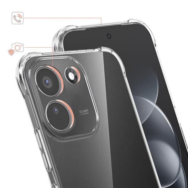 Bumper-skal för Xiaomi Redmi Note 17 Pro Max Stötsäker 4 Förstärkta Hörn Transparent Vit