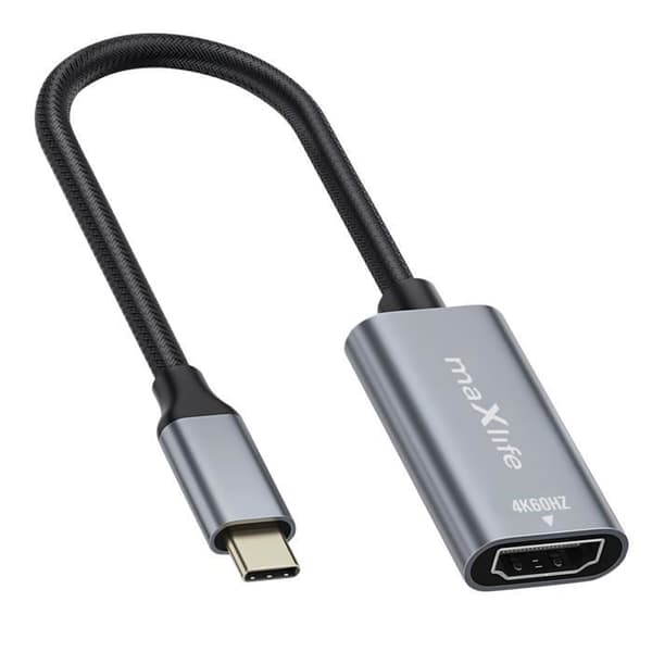 USB-C til HDMI Videoadapter - Maxlife - 4K - Kompakt Design - Lyd/Videotransmission - Grå