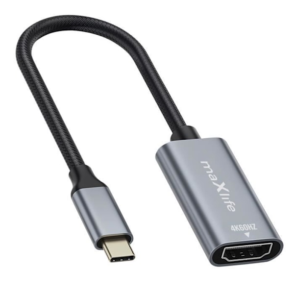 USB-C till HDMI-videoadapter 4K-upplösning Kompakt design Maxlife Grå