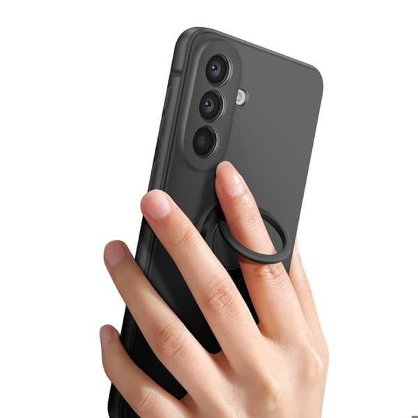 Soft-Touch Cover til Galaxy A57 med Magnetisk Støtte Ring Sort Svart