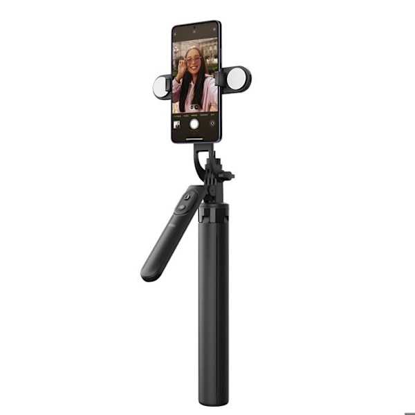 Selfie Stativ för smartphones Dubbel LED Rotativ 360° wiwu Svart