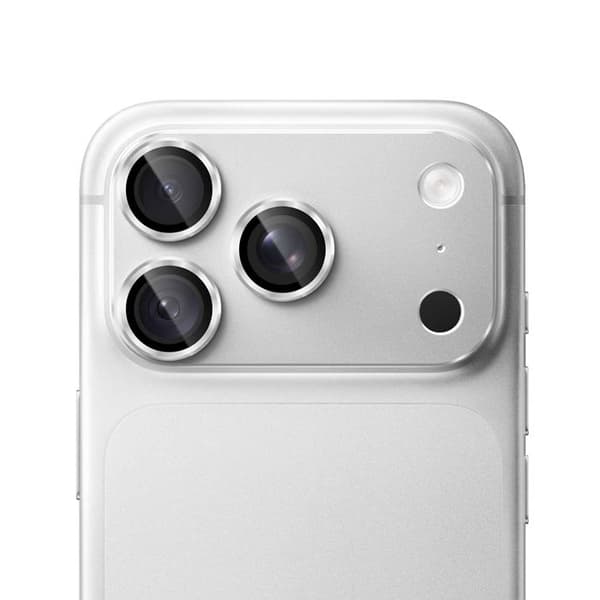 Beskyttelseskamera til iPhone 18 Pro i hærdet glas med titaniumramme i sølv