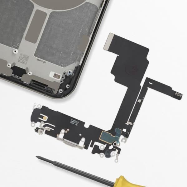 Opladningsstik til Apple iPhone 15 Pro - AVIZAR - Grå - USB C-port - Mikrofon Grå