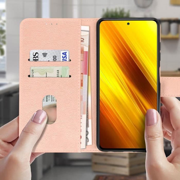 Xiaomi Poco X3 Fodral - AVIZAR - Heltäckande korthållare Stativfunktion - Champagnerosa champagne rosa