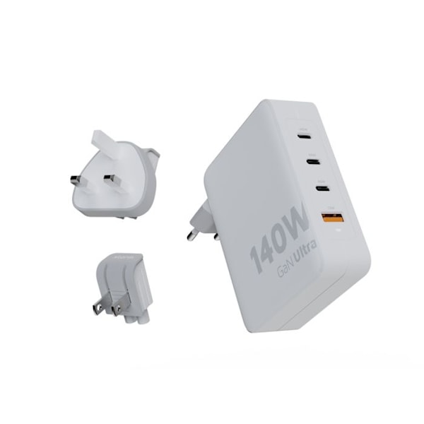USB-C-latauslaite - Xtorm - 140W GaN-Ultra - 2 kpl USB-C PD - USB-C PD 20W kaapeli mukana - Valkoinen Vit