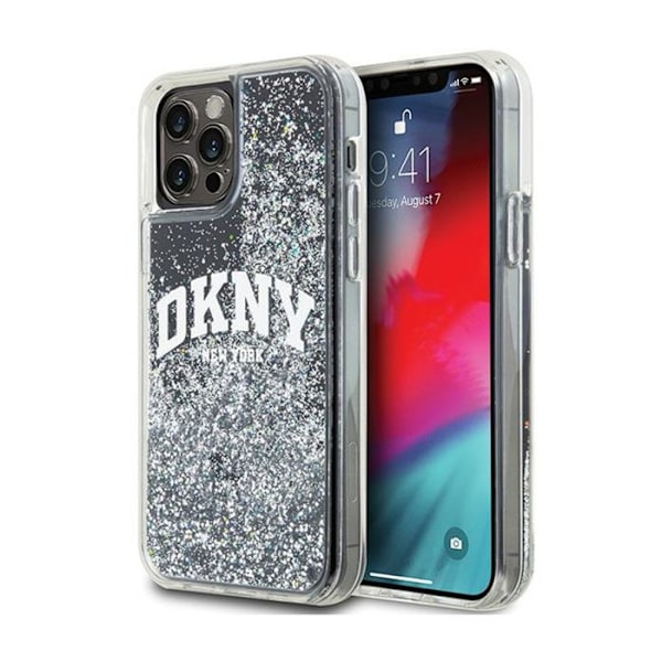 DKNY Liquid Glitter Big Logo - Kotelo iPhone 12:lle / iPhone 12 Prolle (musta)