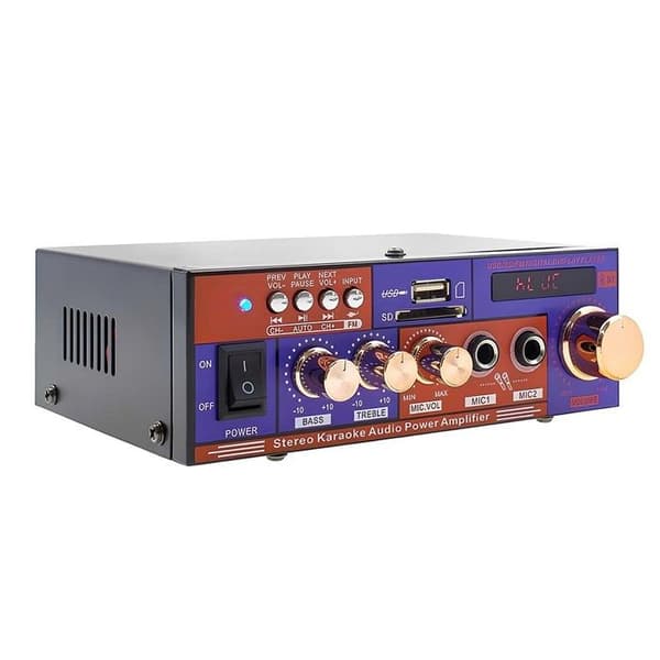 Stereo ljudförstärkare - AVIZAR - Multifunktion - Bluetooth USB/SD - FM - Lila Violett