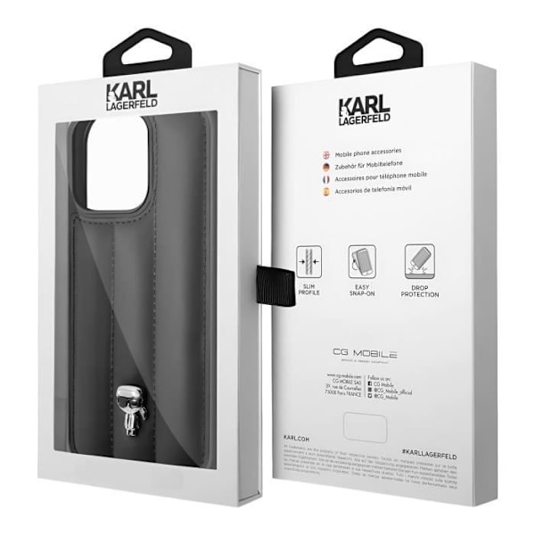 Cover til iPhone 14 Pro Max Bagside Quiltet Vegansk Læder Forhøjede Kanter Karl Lagerfeld Sort Svart