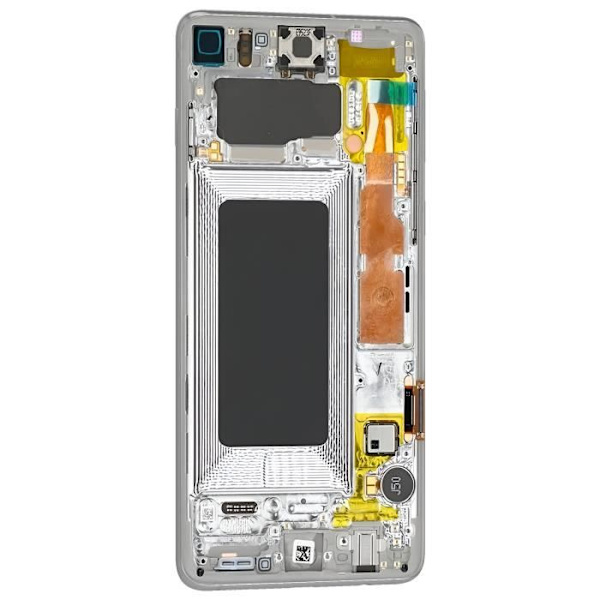 Komplet enhed til Samsung Galaxy S10 LCD + Touch Glass + Samsung Silver Chassis Grå