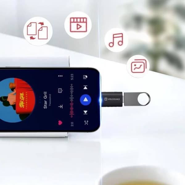 Apple Lightning–USB-C-sovitin – Swissten – tiedonsiirto ja lataus