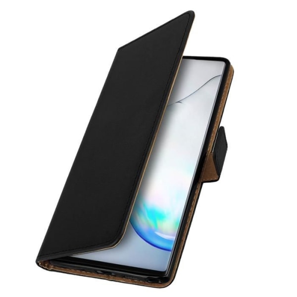 Housse - AVIZAR - Galaxy Note 10 Plus - Ægte læder - Stødabsorberende - Video støtte Svart