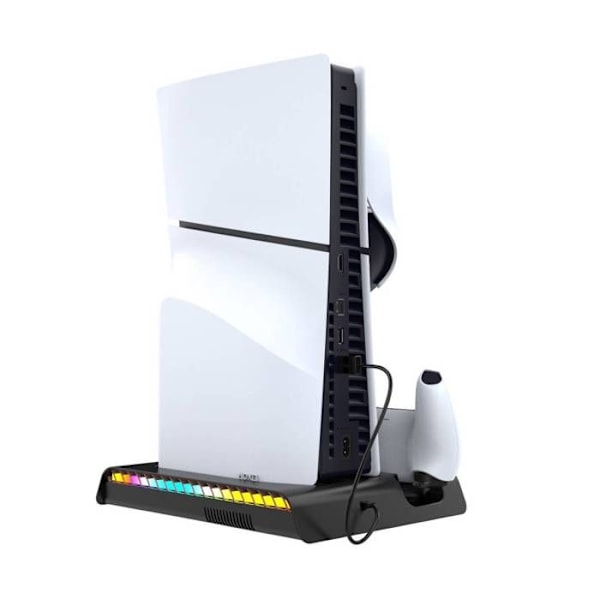 RGB-monitoiminen latausasema PS5 Slim:lle, jossa on jäähdytys, Ipega Musta Svart