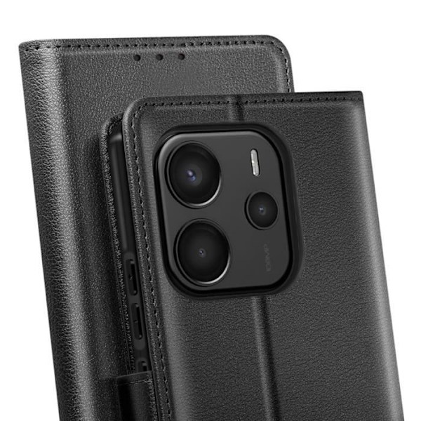 Etui til Redmi Note 14 4G Klap Portemonnaie Magnetisk Lås Sort Svart