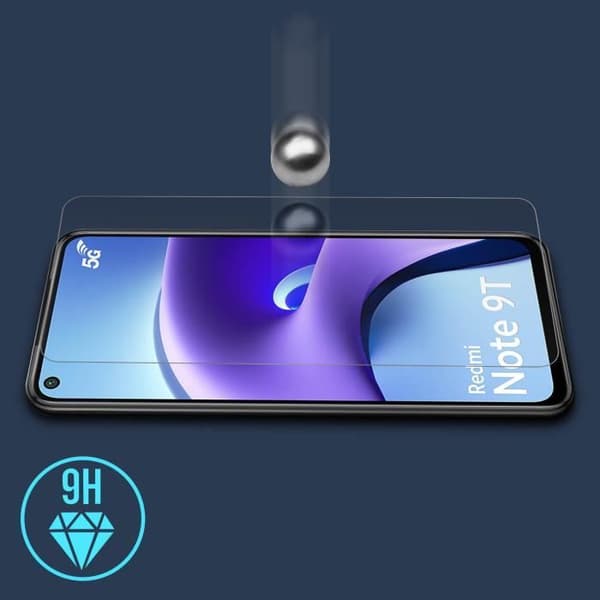 Skärmskydd av härdat glas - Xiaomi - Redmi Note 9T 5G - 9H Antifingeravtryck - Vit Vit