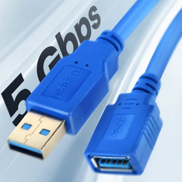 USB 3.0 forlængerkabel 5Gb/s Synkroniseringslængde 1,5m LinQ Blue Blå