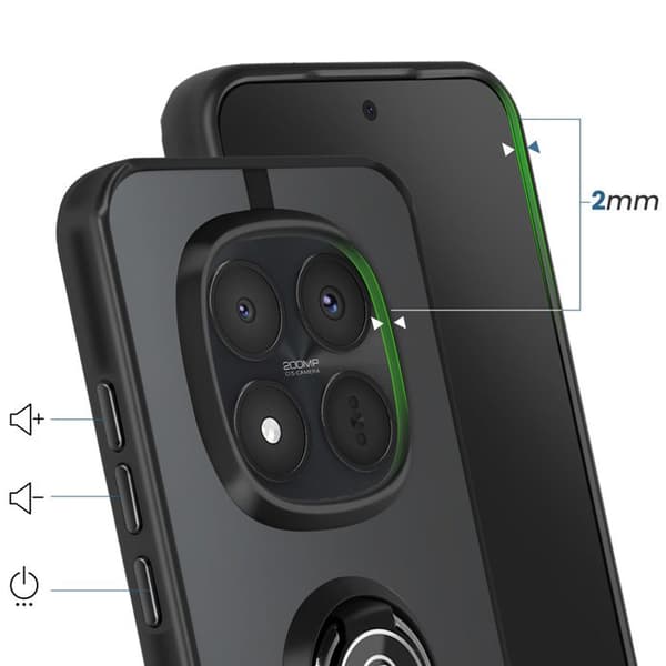 Cover til Redmi Note 15 Pro Plus med magnetisk ring og frostet sort finish Svart
