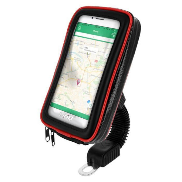 Tuki Moto/Scooter - LinQ - Vesitiivis kotelo - Älypuhelin 6.3" max - Kääntyvä 360° - Musta Svart
