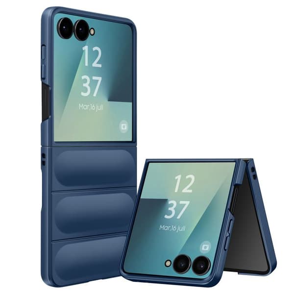 Skydd - AVIZAR - Galaxy Z Flip 7 - Blå silikon - Relieftextur - Stötskydd Blå